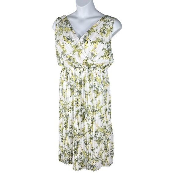 Alex Marie Size 16 White Green Floral Pleated Midi Easter Spring Dress MSRP $149 - Picture 11 of 16